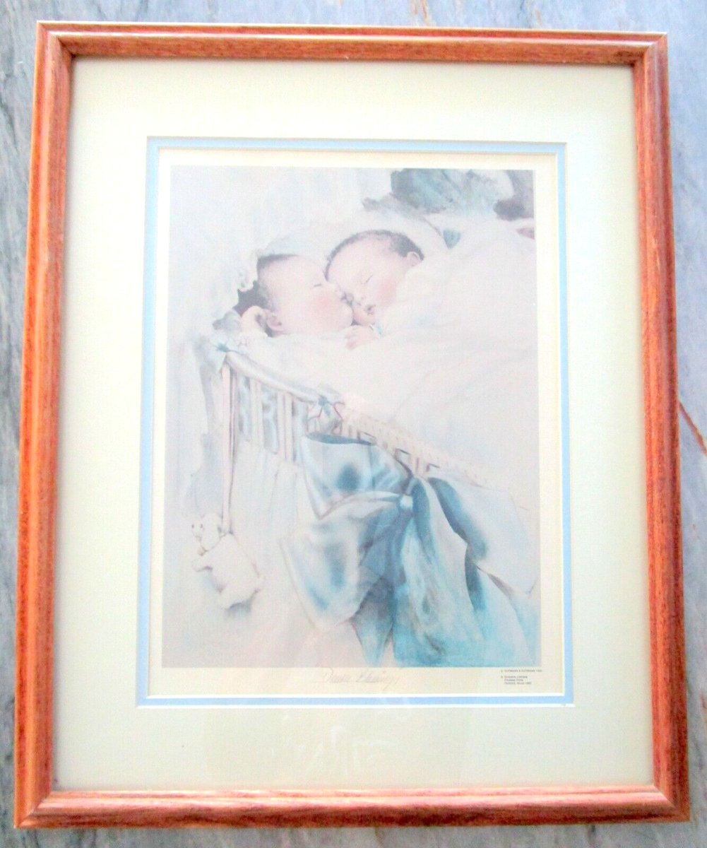 Bessie Pease Gutmann A Double Blessing Baby Twins Framed Vintage