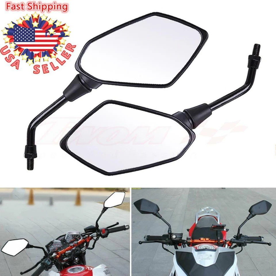 ESPEJOS RETROVISORES LATERALES UNIVERSALES NEGROS MOTO 10MM PARA HONDA SUZUKI KAWASKI Foto 3 de 4