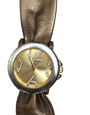 Montre Vintage Pour Femme Kessaris HS2404 à Cristaux - Boîtier Gris 42mm, Fonctionne Avec Pile Neuve