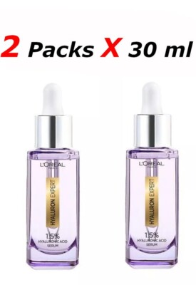 2X L'Oréal Paris Hyaluron Expert Hyaluronic Acid Serum Plump Skin in7 Days 30ml