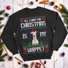 Whippet Christmas Jumper Santa Hat Funny Ugly Mens and Womens Sweatshirts #MC