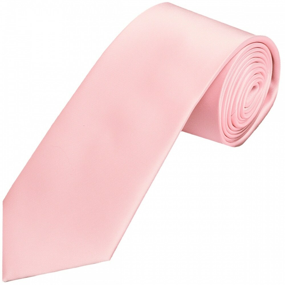 Plain Blush Pink Satin Classic Men's Tie and Pocket Square Set Regular