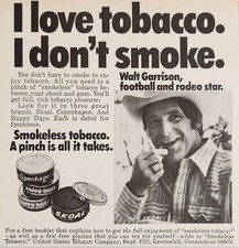 1975 Print Ad Skoal & Copenhagen Smokeless Tobacco Walt Garrison Football,Rodeo