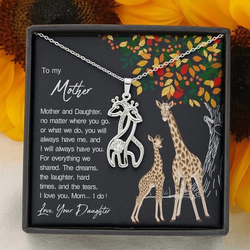 Mom, Giraffe Necklace, Mother Daughter 