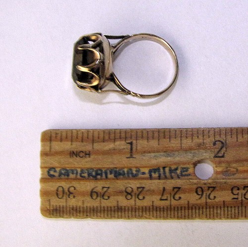 Vintage 14K Gelbgold GROSSER runder rauchiger Topas Ring Größe 7,5 - Bild 7 von 7