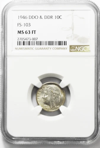 1946 DDO & DDR 10c Roosevelt Silver Dime NGC MS63 FT BU Philadelphia