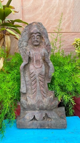 17a Figura Figura Laxmi de Madera Antigua Tallada a Mano de la Diosa - Imagen 8 de 10