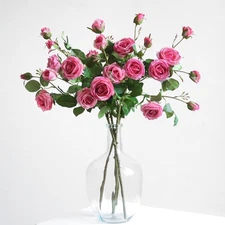 24pcs Artificial Rose Buds Faux Lifelike 26-Inch Pink Roses Home Decor, Weddings