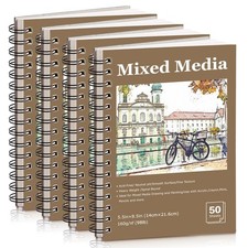 4 Pack Mixed Media Sketchbook, 5.5x8.5 inches Drawing Paper Sketch Book, 98lb...