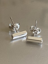 Sterling Silver 925 Bar Stud Earrings Minimalist Unisex Jewellery