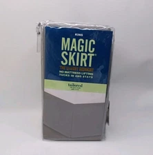Magic Skirt King Bed Skirt Gray Tailored 15" Drop Length Wrap Around New