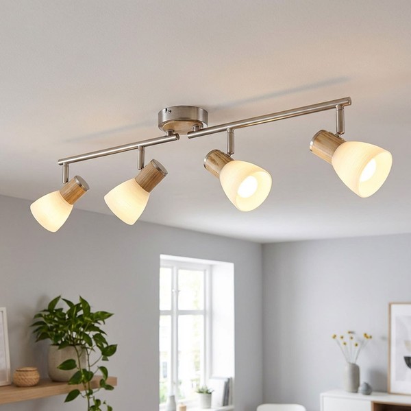 Led Design Holz Decken Strahler Glas Spots Schwenkbar GäSte Schlaf Zimmer Lampe-image