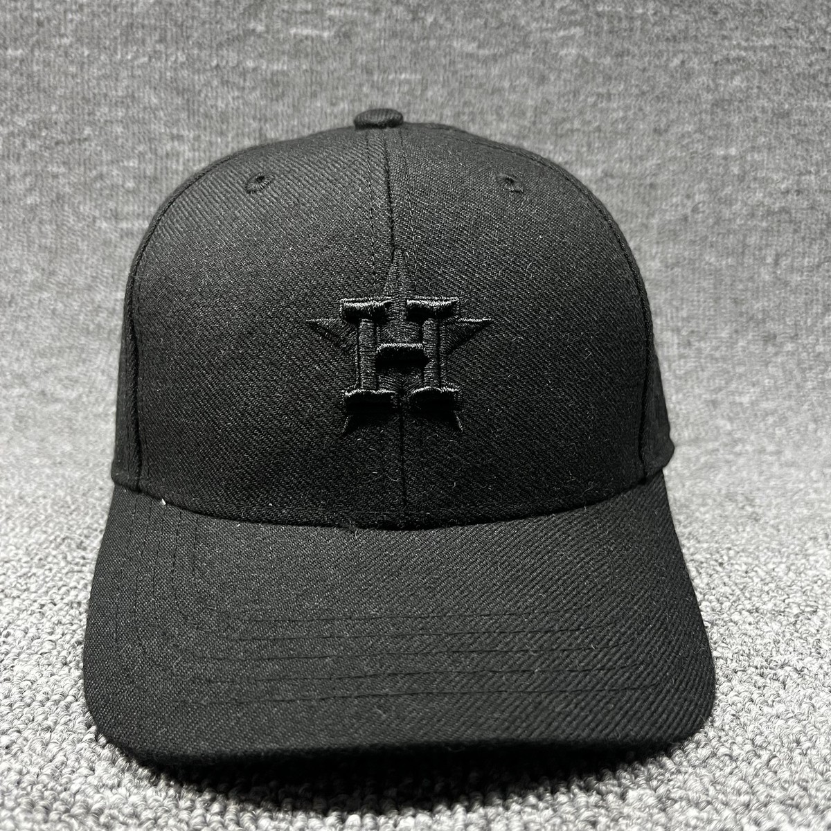 '47 Houston Astros Black-on-Black Adjustable Baseball Cap Hat