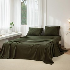 Queen Size Set, 4-Piece - 100 Washed Cotton, Linen-Like Soft Breathable, I...