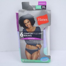 NWT HANES 6 PC COMFORT FLEX FIT SEAMLESS BIKINI UNDERWEAR PANTIES Womens XXL 2XL