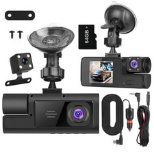 WiFi FHD 1080P Car Dash Cam 3 Channels Front Rear Inside Dash Camera With Loop R