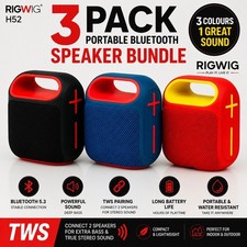 Paquete de 3 Mini Altavoces Bluetooth TWS Estéreo Bajo Portátil Inalámbrico USB Fuerte Rigwig