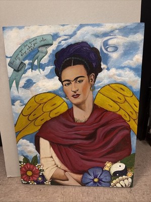 Frida Kahlo Signed Oil Painting On Canvas