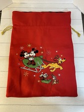 Disney Store Mickey Minnie Christmas Plush Red Santa Sack Bag 30" New Rare