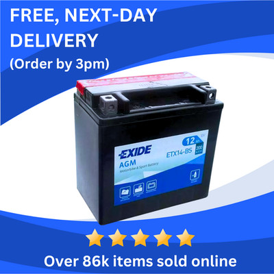 EXIDE AGM ETX14-BS Motorrad Motorrad Batterie - versiegelt & aktiviert - YTX14BS