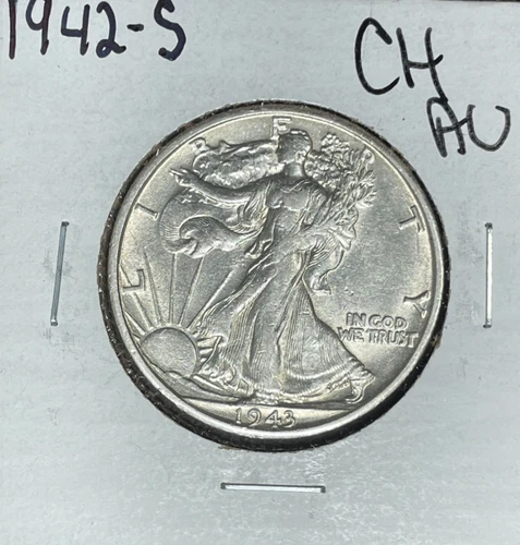 1942-S WALKING LIBERTY SILVER HALF DOLLAR ~ CH AU ~ NICE COIN ~ 90% SILVER