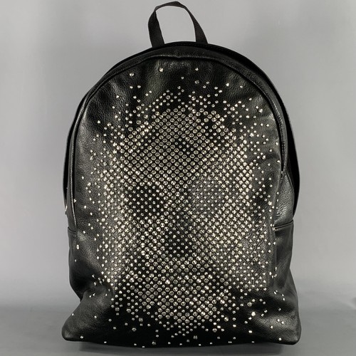 ALEXANDER MCQUEEN Black Silver Skull Leather Backpack Bags