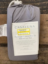 Standard 400 Thread Premium Cotton Percale Pillowcase Set Gray - Casaluna