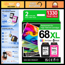High-Quality 68XL Ink Cartridges Replacement for HP 68/68e - Black Color, Compat