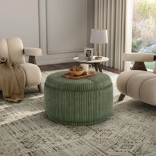 Furniture of America Lennox Modern Chenille 29-inch Round Storage Ottoman wit...
