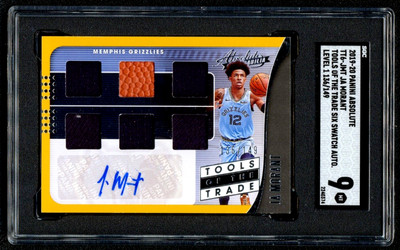 Ja Morant 2019-20 Panini Absolute Tools Trade SGC 9 Swatch Rookie RC Auto /149