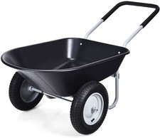 Heavy Duty Plastic Two Wheeled Garden Yard Wheelbarrow Pneumatic Tyre 150KG