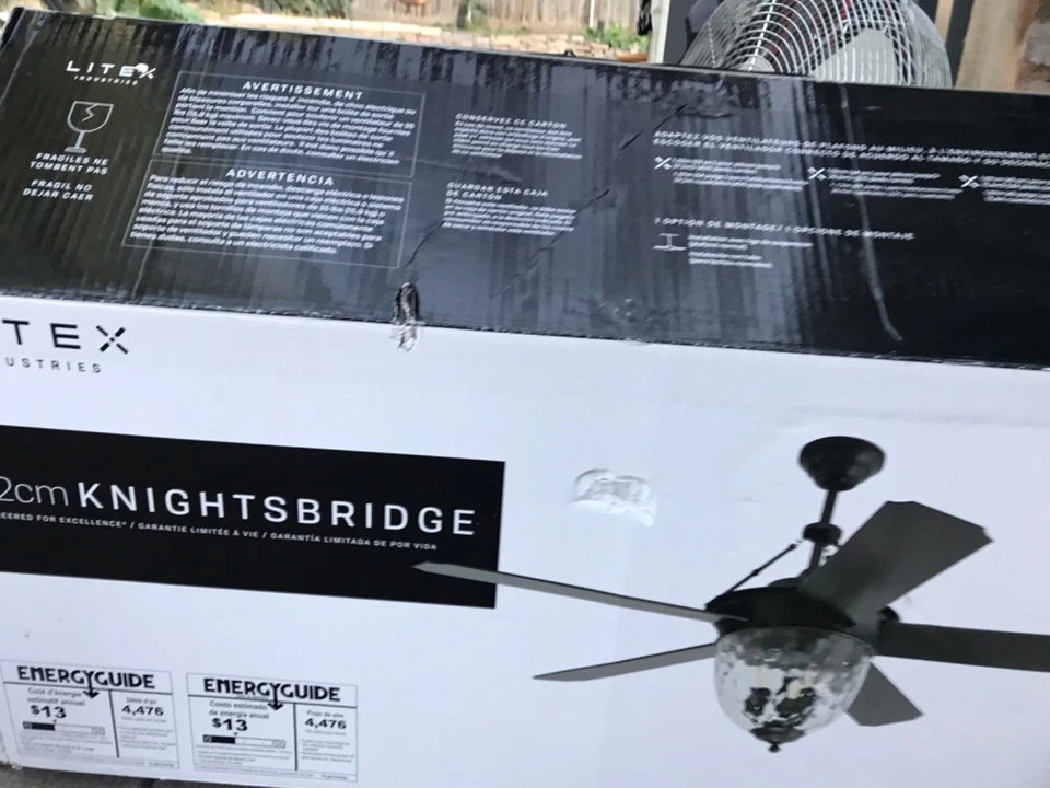 Litex - Knightsbridge - Ventilador de techo de 5 aspas con kit de luz - 26,5 pulgadas de alto Foto 2 de 4