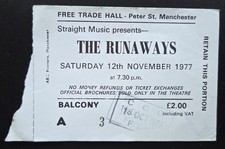The Runaways Concert Ticket Stub 1977 (Joan Jett, Lita Ford)
