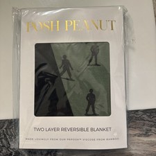 Posh Peanut James Solid Ribbed Black Patoo Two Layer Reversible Blanket