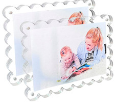 2 Pcs Acrylic Picture Frame,5X7 Inch Magnetic Photo Scalloped Frames Double Side