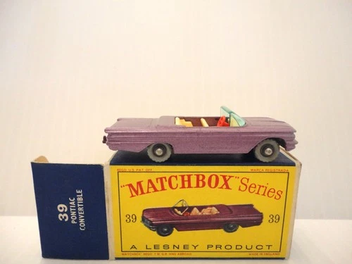 1962 MOKO Lesney Matchbox No.39 'PONTIAC CONVERTIBLE' w/D-box--see photos & more