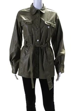 Love, Whit by Whitney Port Womens Olive Faux Leather Jacket Green Size S 1422101