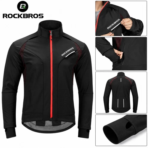 ROCKBROS Men's Winter Cycling Jacket Thermal Windproof Warm Bike Riding Coat - product listing photo