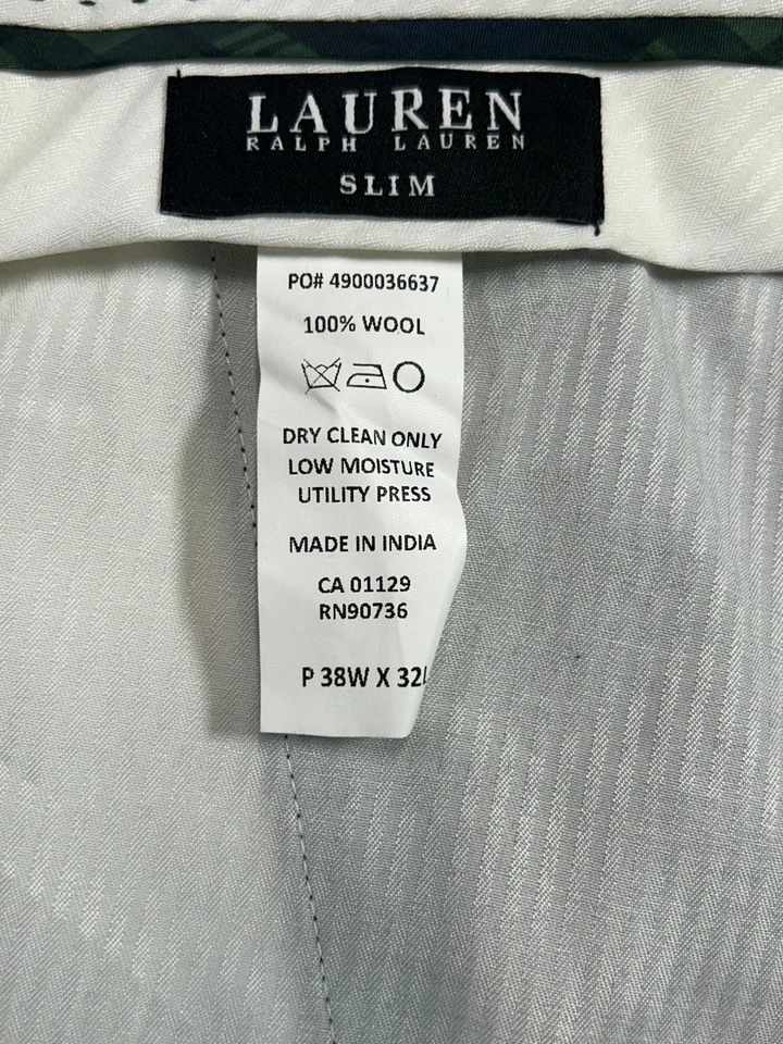 Pantalones/pantalones de vestir de lana a rayas azul marino RALPH LAUREN para hombre 38x30 Foto 4 de 4