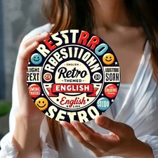 Vintage Retro Metal Wall Decor - 8-Inch Round Aluminum Sign W/Red,Black,White &