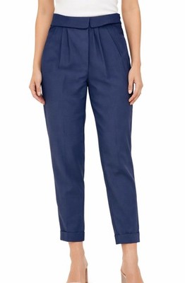 Hoss Intropia Dress Pants Navy Blue Women s Size 4-6 Euro 36 High Waisted Cuffed
