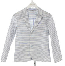 Armani Junior Childrens Boys Linen Blend Striped Blazer White Blue Size 12