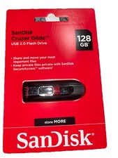SanDisk Cruzer Glide 128GB USB 2.0 Flash Drive, Password Protection, Black