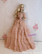Doll Pink Dress For Fashion Royalty Poppy Parker Nuface Integrity Toy Outfit 1/6