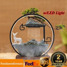 Tabletop Fountain Ceramics Waterfall Lucky Flowing Water Feng Shui Home Ornament