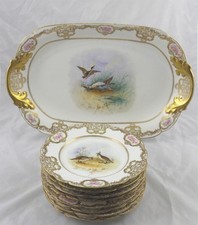 Deliniers & Co D&C Limoges Gamebird Set Artist Signed Higgins & Seiter New York