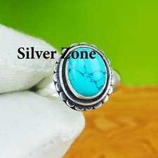 Turquoise Gemstone 925 Sterling Silver Handmade Jewelry Ring Size 5 to 13