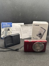 Canon PowerShot ELPH 180 Digital Camera Red, 20MP, 28mm Box, Charger, Battery