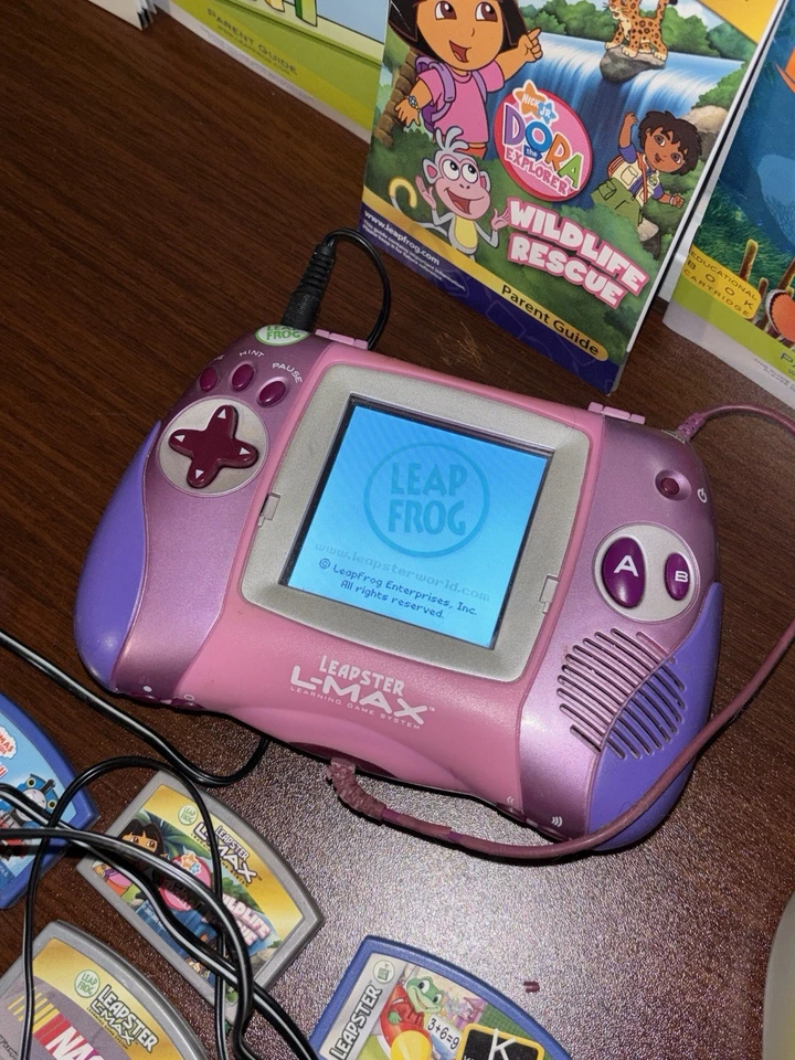 LEAP FROG LEAPSTER HANDHELD L-MAX GAME SYSTEMS 10 FREE GAMES Case Charger TESTED - Image 2 of 4