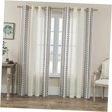 Boho Curtains 95 Inches Long 2 Panels for Living 52"W x 95"L Pack of 2 Grey